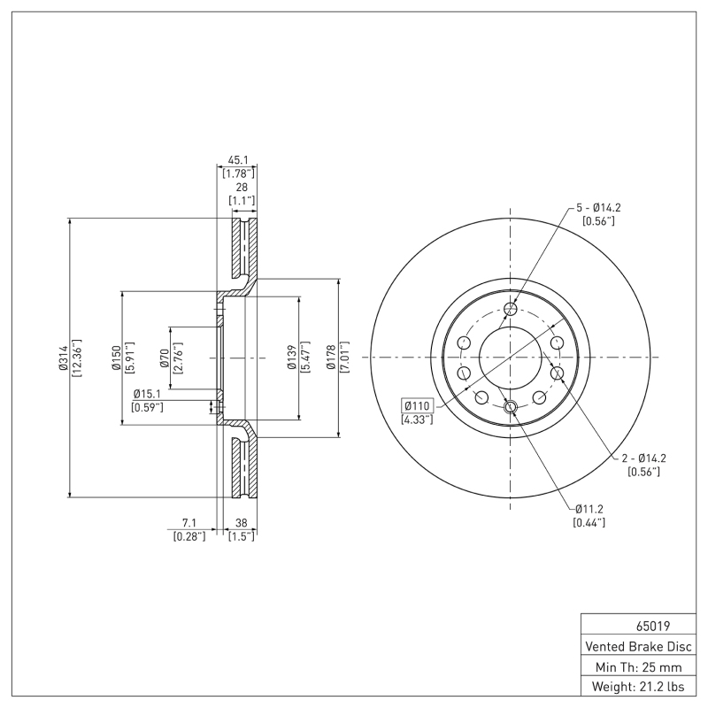 Picture of DFC 03-11 Cadillac BLS (Mexico) Front GeoSPEC Coated Rotor