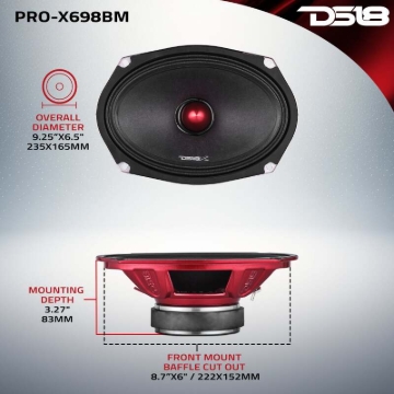 Picture of DS18 6x9in 275 Watts RMS 8 ohm Mid-Range Loudspeaker Bullet Loudspeaker Grill Included