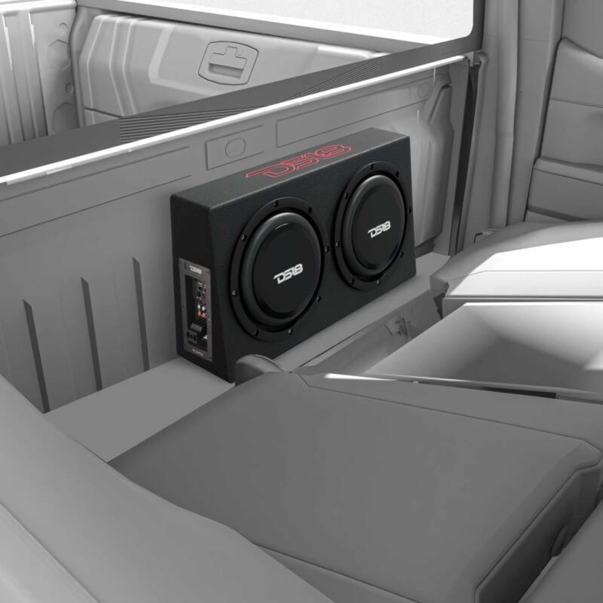 Picture of DS18 Dual 10in Shallow Enclosure w/ Subwoofer 350 Watts RMS Sealed Black Carpet Amplified