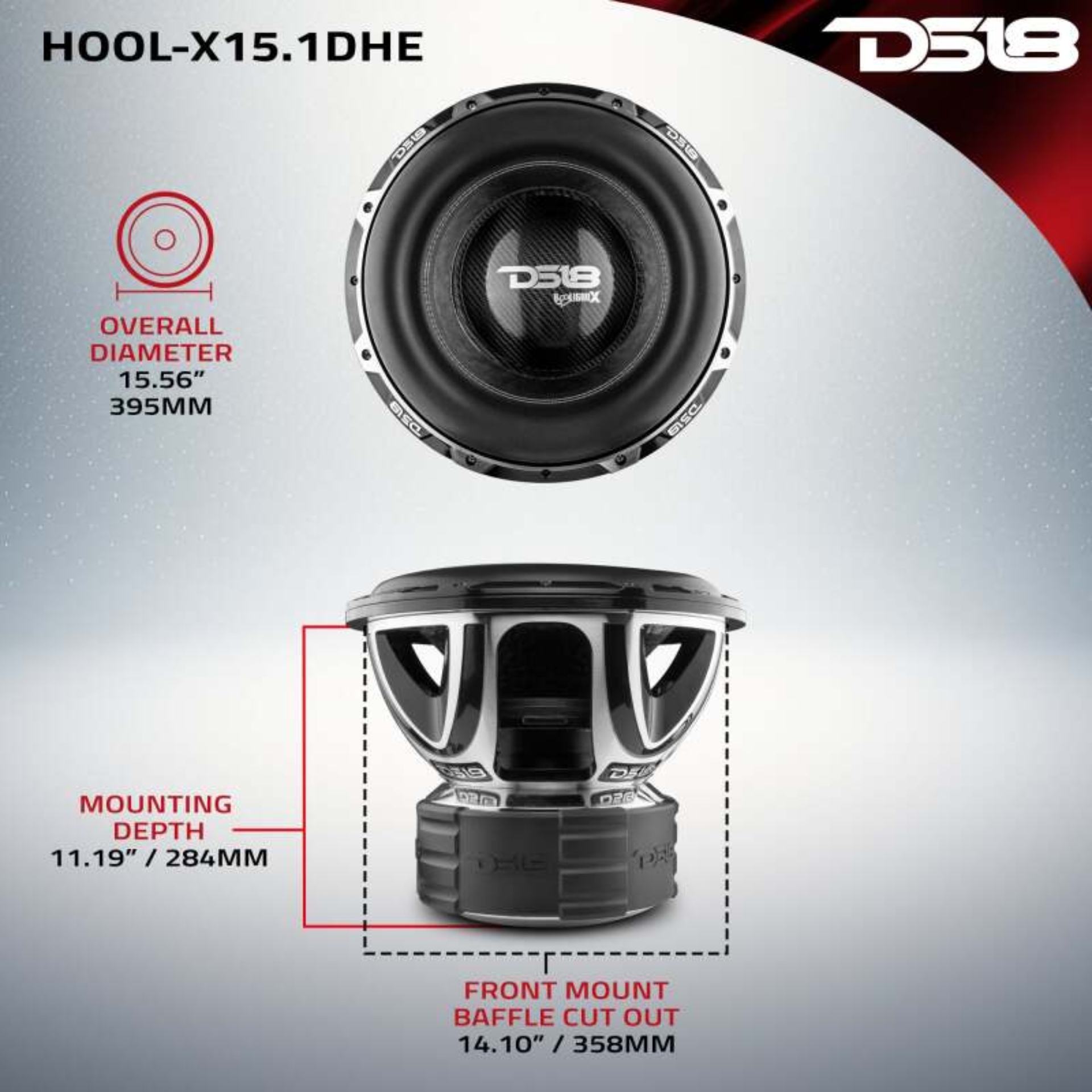 Picture of DS18 Hooligan High Excursion Subwoofer 15in 4000 Watts RMS 1 ohm DVC