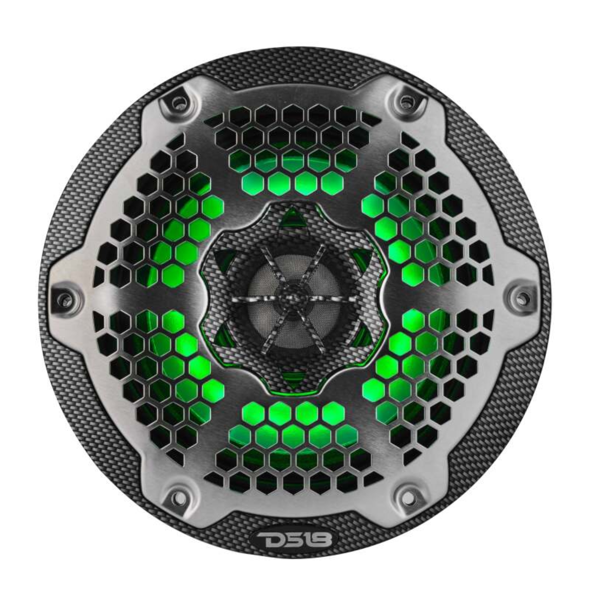 Picture of DS18 Hybrid Marine Speaker w/ Driver And RGB LED 6.5in 2-Way 250 Watts RMS 4 ohm Crbn Fiber w/ Cover