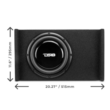 Picture of DS18 Single 10in Shallow Subwoofer and Enclosure 300 Watts RMS Downfiring Sealed Black Carpet