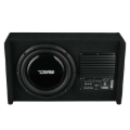 Picture of DS18 Single 10in Shallow Subwoofer & Enclosure 300 Watt RMS Downfiring Sealed Black Carpet Amplified