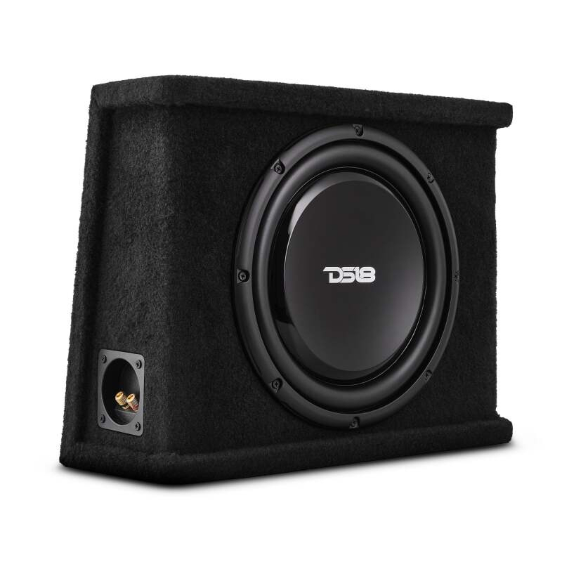 Picture of DS18 Single 12in Shallow Subwoofer and Enclosure 350 Watts RMS Sealed Black Carpet