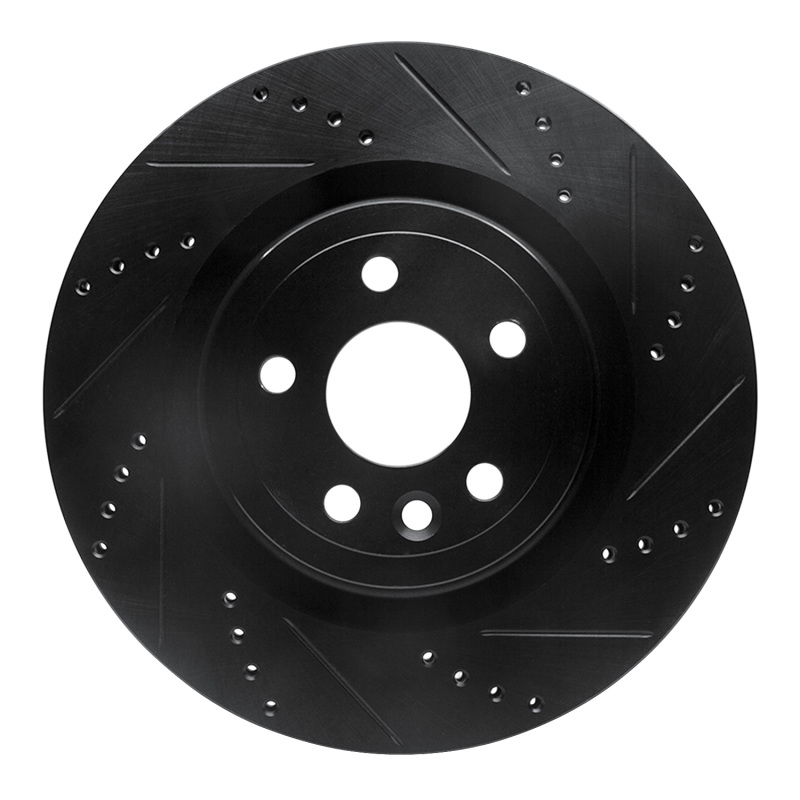 Picture of R1 2017-2020 Jaguar I-Pace Rear Right Drilled & Slotted Black Brake Rotor