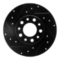 Picture of R1 2014-2022 Chrysler 200 Rear Left Drilled & Slotted Black Brake Rotor