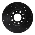 Picture of R1 2014-2022 Chrysler 200 Rear Left Drilled & Slotted Black Brake Rotor
