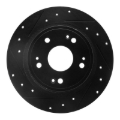 Picture of R1 05-17 Honda Accord Rear Left Drilled & Slotted Black Brake Rotor