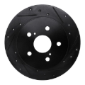 Picture of R1 2015-2025 Lexus ES250 Rear Right Drilled & Slotted Black Brake Rotor