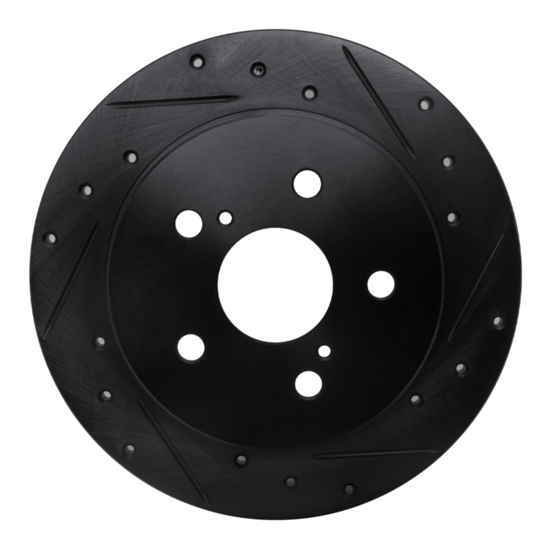Picture of R1 2015-2025 Lexus ES250 Rear Right Drilled & Slotted Black Brake Rotor