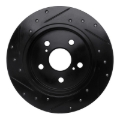 Picture of R1 2015-2025 Lexus ES250 Rear Right Drilled & Slotted Black Brake Rotor