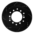 Picture of R1 2010-2024 Lexus GX460 Rear Left Drilled & Slotted Black Brake Rotor