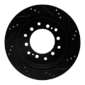 Picture of R1 2010-2024 Lexus GX460 Rear Left Drilled & Slotted Black Brake Rotor