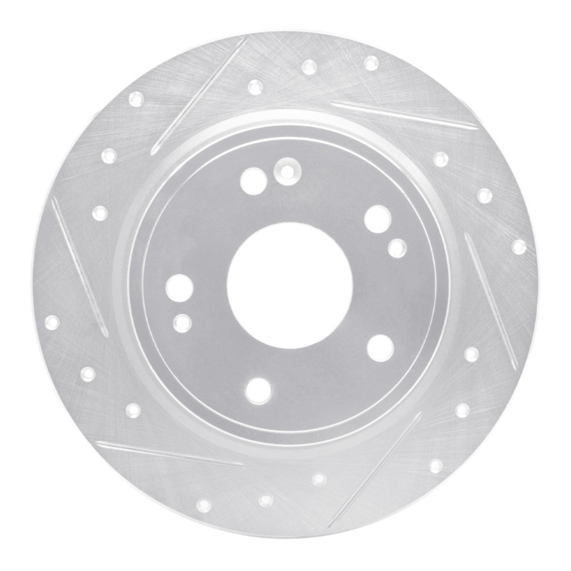 Picture of R1 2016-2025 Honda Accord Sedan Rear Left Drilled & Slotted Silver Brake Rotor