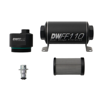 Picture of DeatschWerks DWFFR-X 110mm Billet Fuel Filter Regulator - 10 Micron