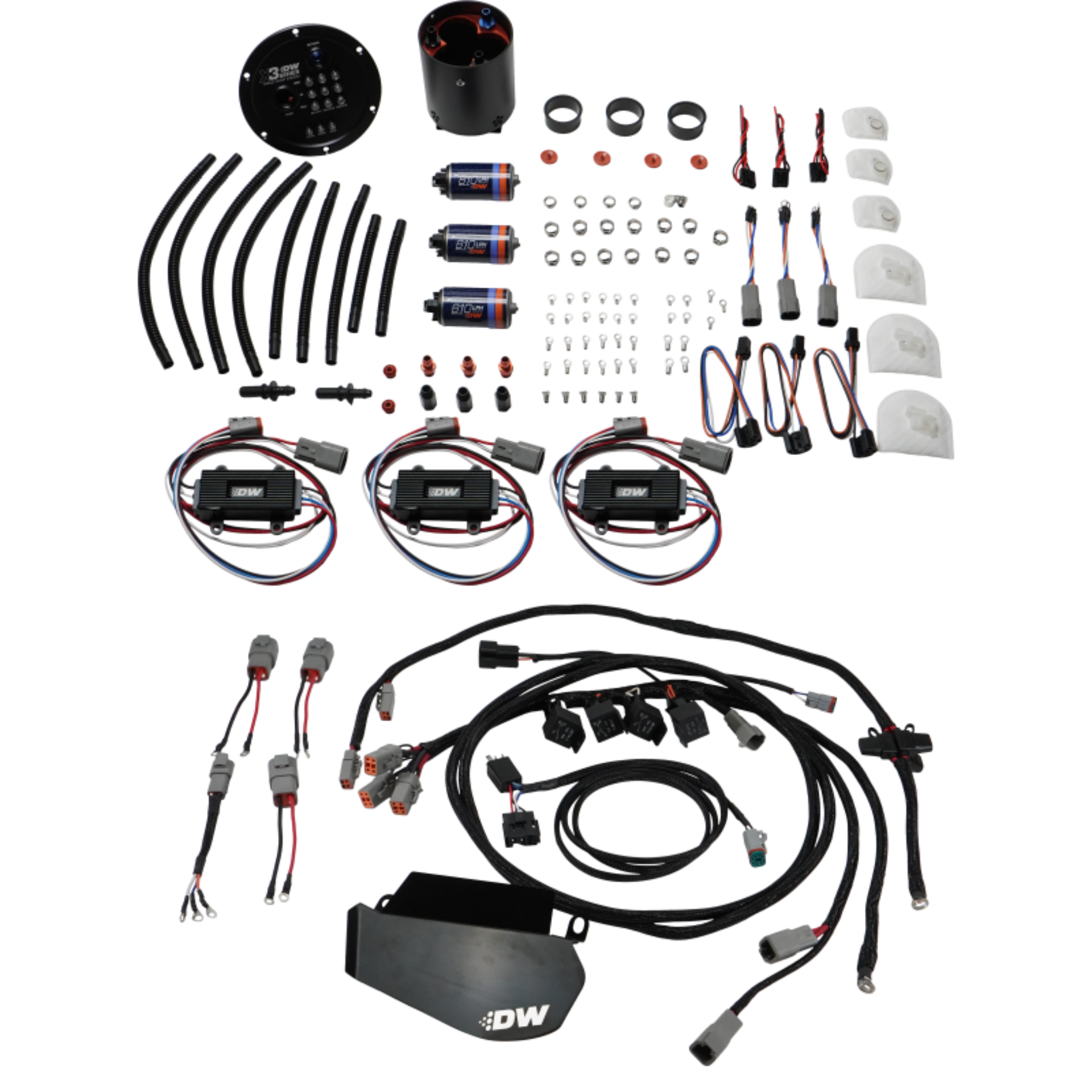 Picture of DeatschWerks 09-24 Nissan GT-R X3 Triple Pump Module w/ Triple DW810 Pumps/Controllers/PNP Harness