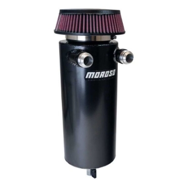 Picture of Moroso 6in Diameter Dual -16AN Inlet Aluminum Breather Tank Catch Can - Black