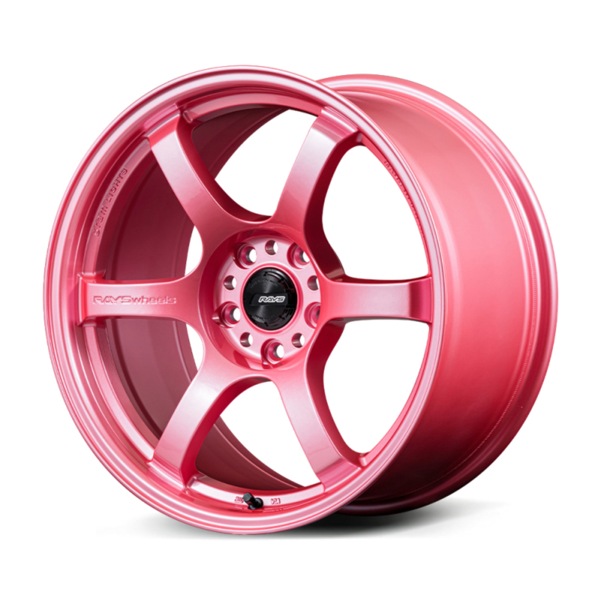 Picture of Gram Lights 57CR 18x10.5 +12 5x114.3 Sakura Pink Wheel (w/ Center Cap & No. 21 BK Air Valve)