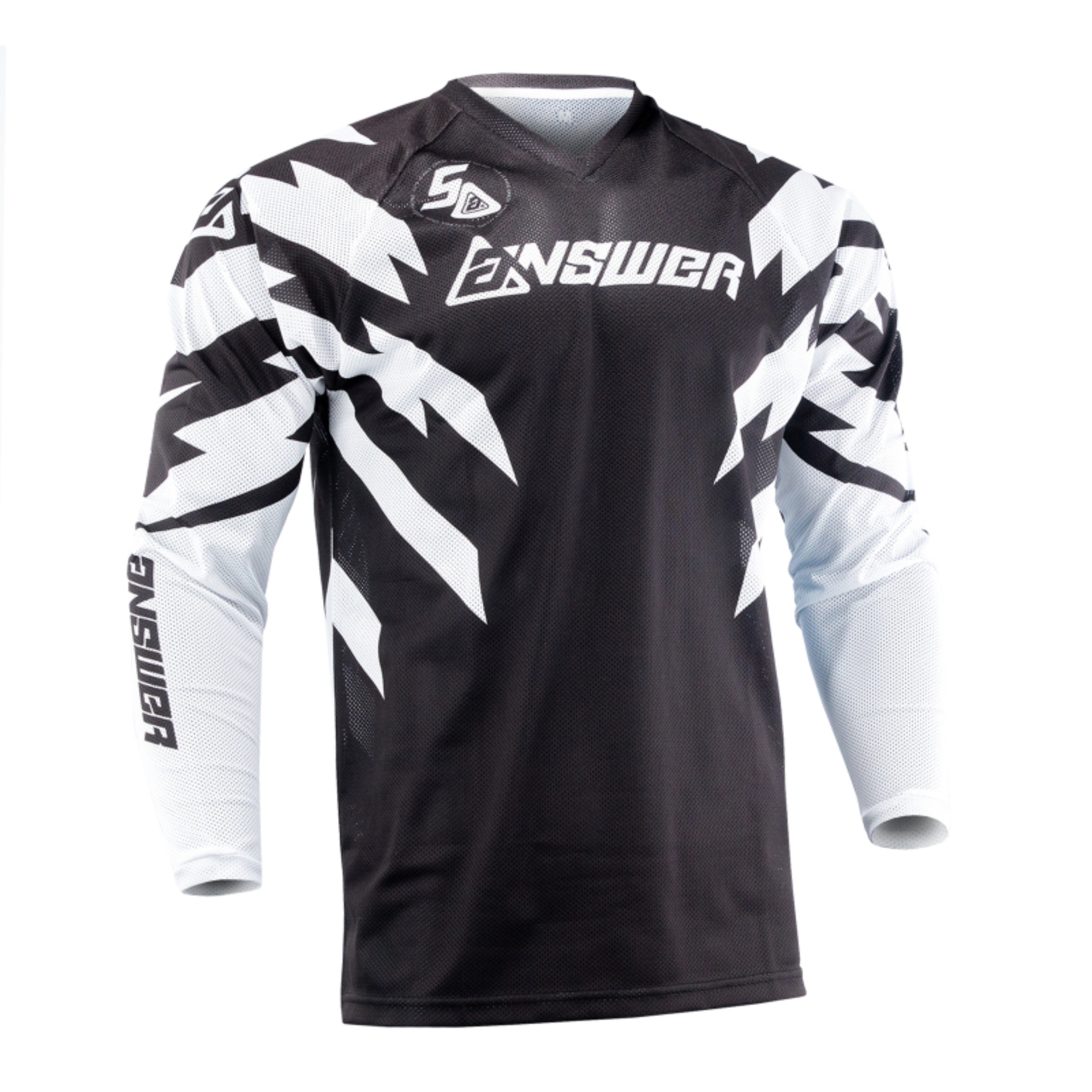 Picture of Answer 26 LE Syncron Rizz Vented Jersey Black/White/Cyan Youth - XL