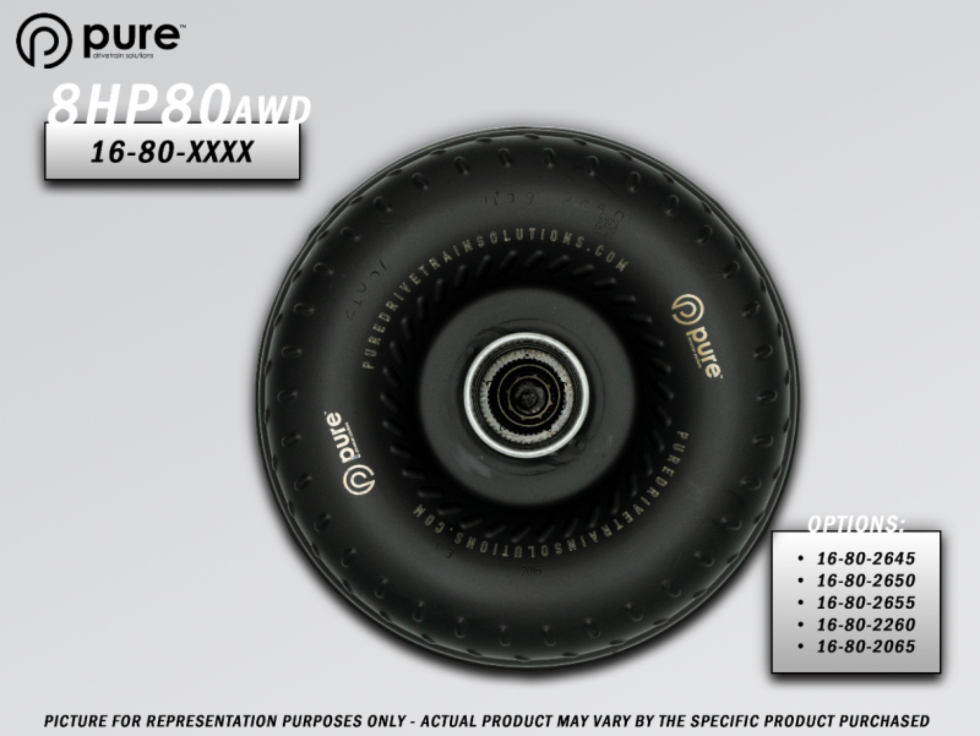 Picture of Pure Drivetrain 8HP80 High Performance Billet Race Torque Converter - 22/60 Stator - AWD