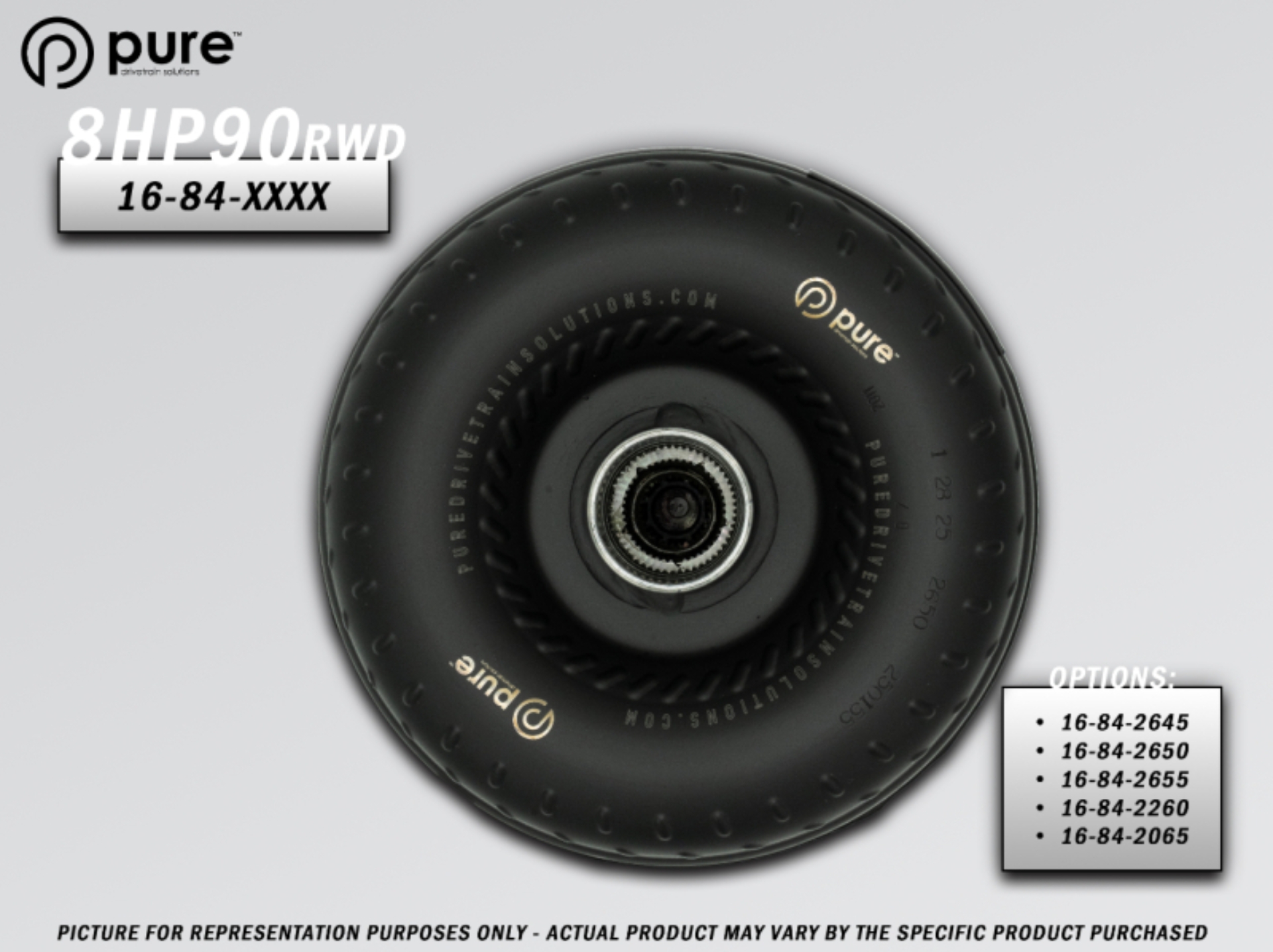 Picture of Pure Drivetrain 8HP90 High Performance Billet Race Torque Converter - 22/60 Stator - RWD