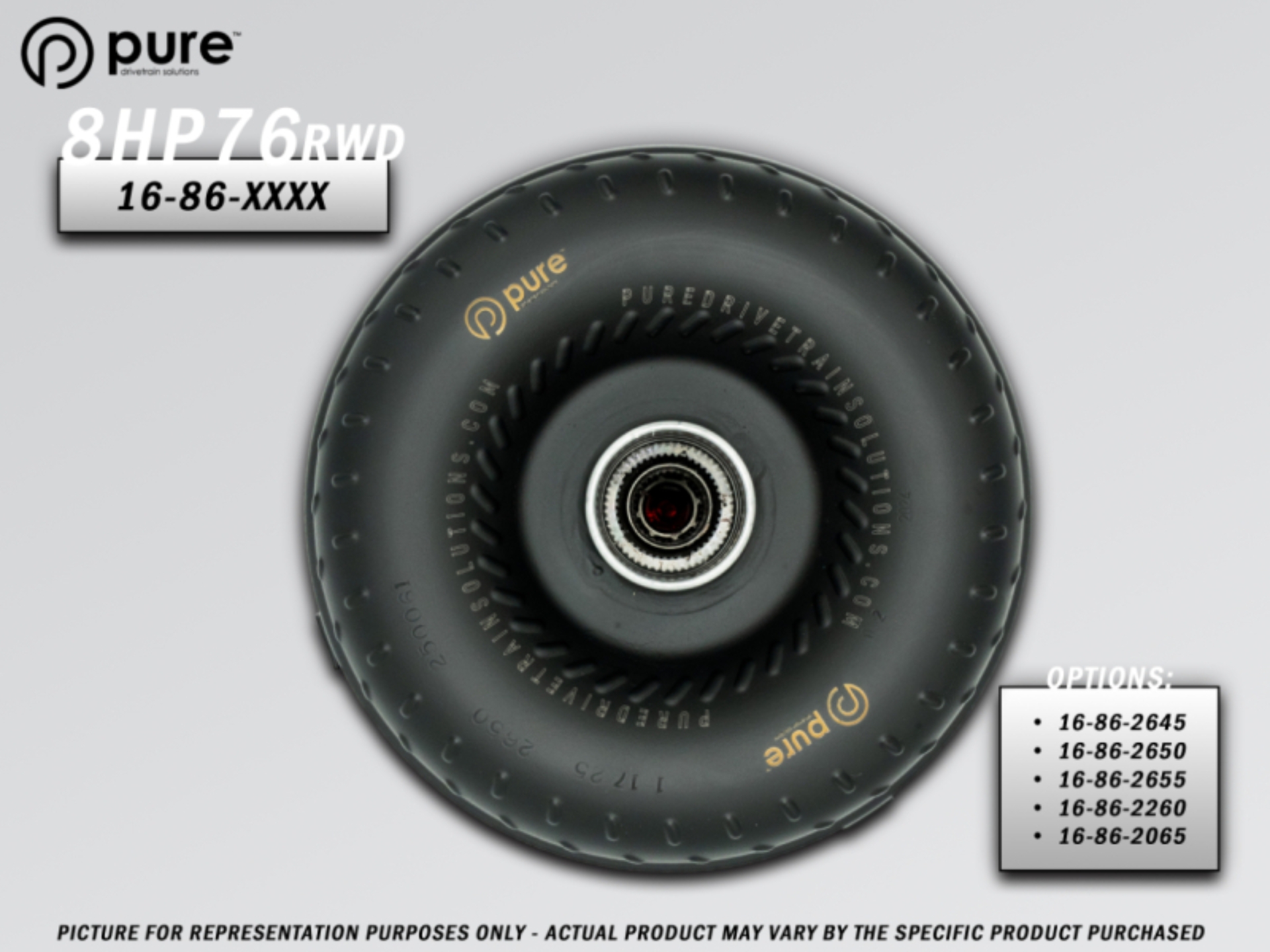 Picture of Pure Drivetrain 8HP76 High Performance Billet Race Torque Converter - 26/55 Stator - RWD