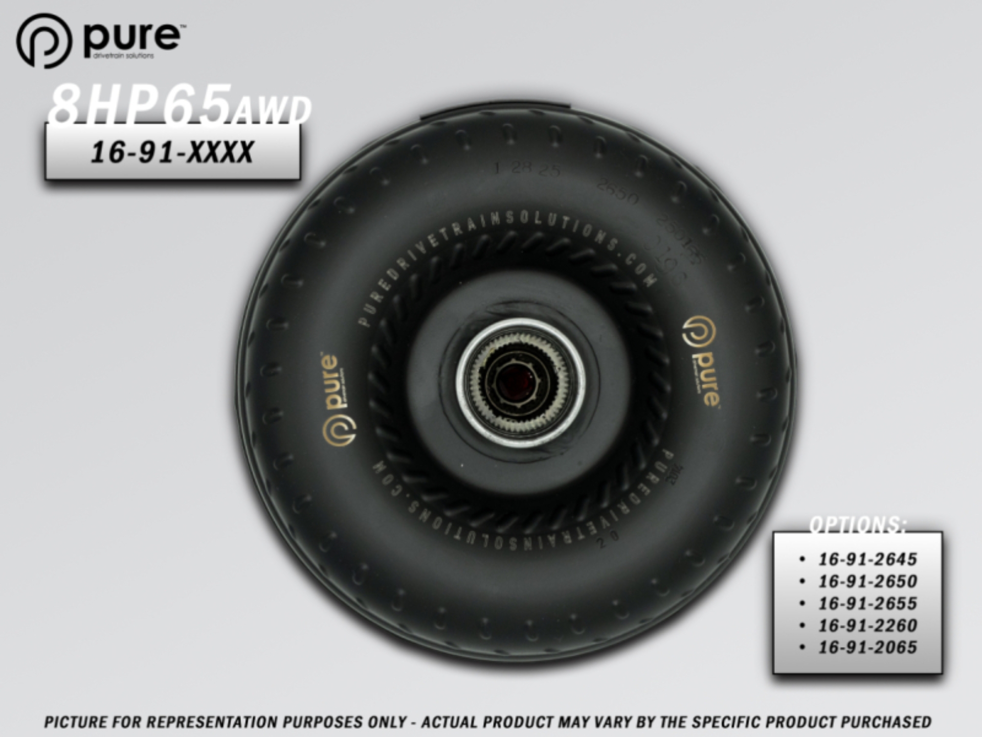 Picture of Pure Drivetrain 8HP65 High Performance Billet Race Torque Converter - 26/45 Stator - AWD
