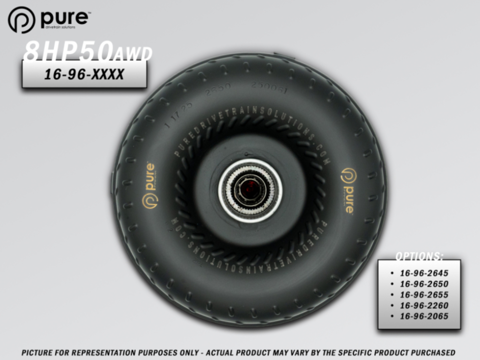Picture of Pure Drivetrain 8HP50 High Performance Billet Race Torque Converter - 26/45 Stator - AWD