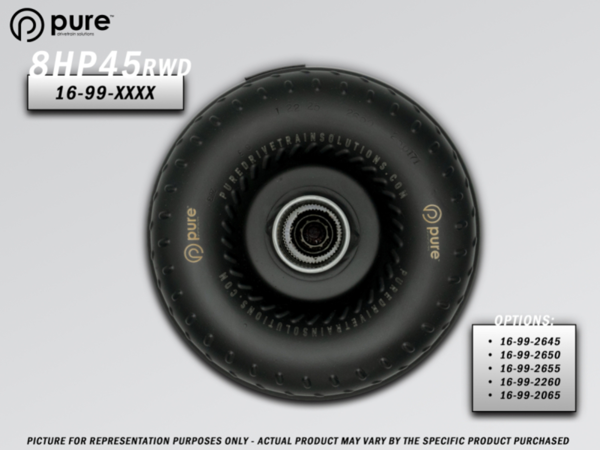 Picture of Pure Drivetrain 8HP45 High Performance Billet Race Torque Converter - 26/55 Stator - RWD