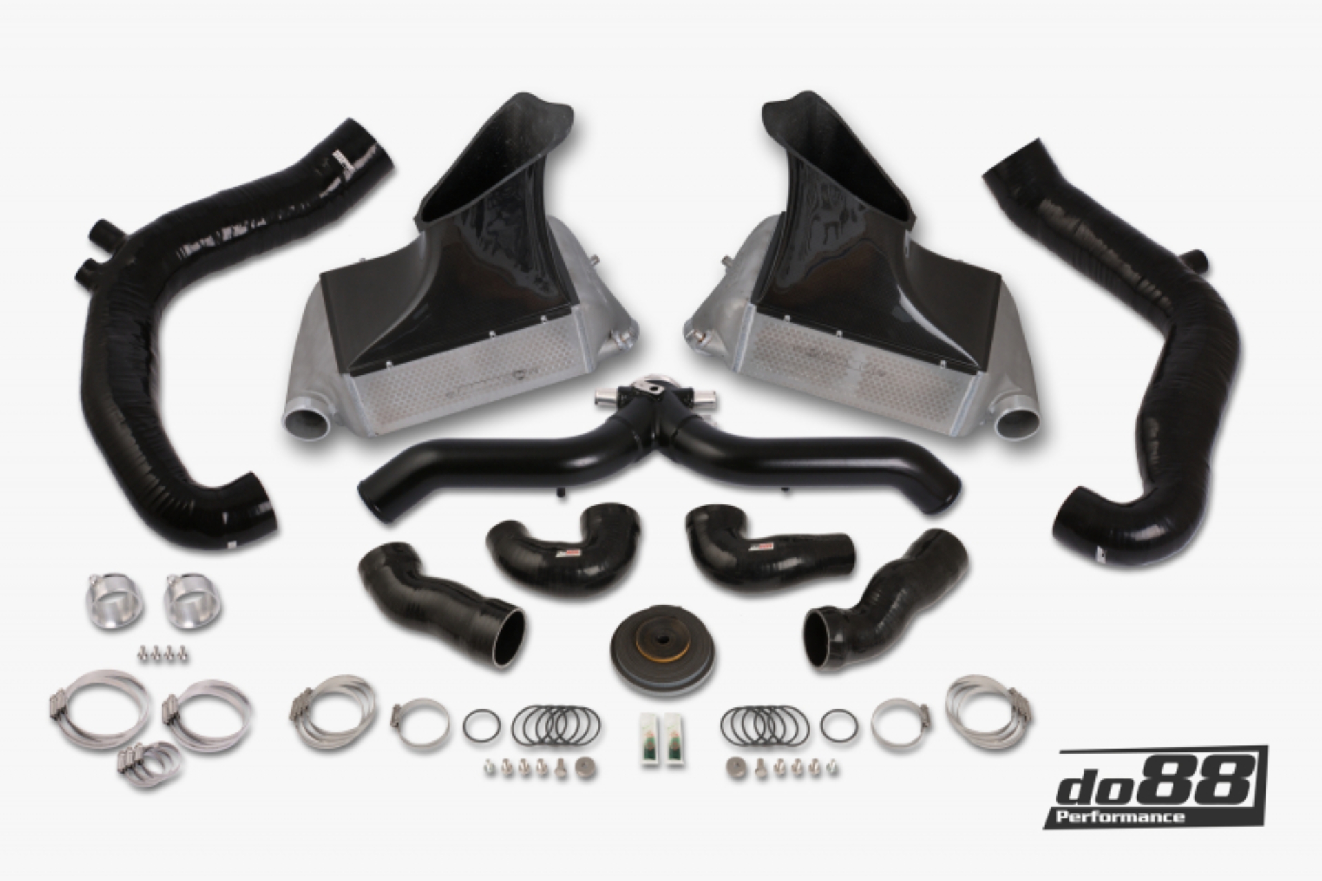 Picture of do88 10-12 Porsche 911 Turbo/Turbo S (997.2) BigPack Intercooler Kit w/Black Pipe + Inlets