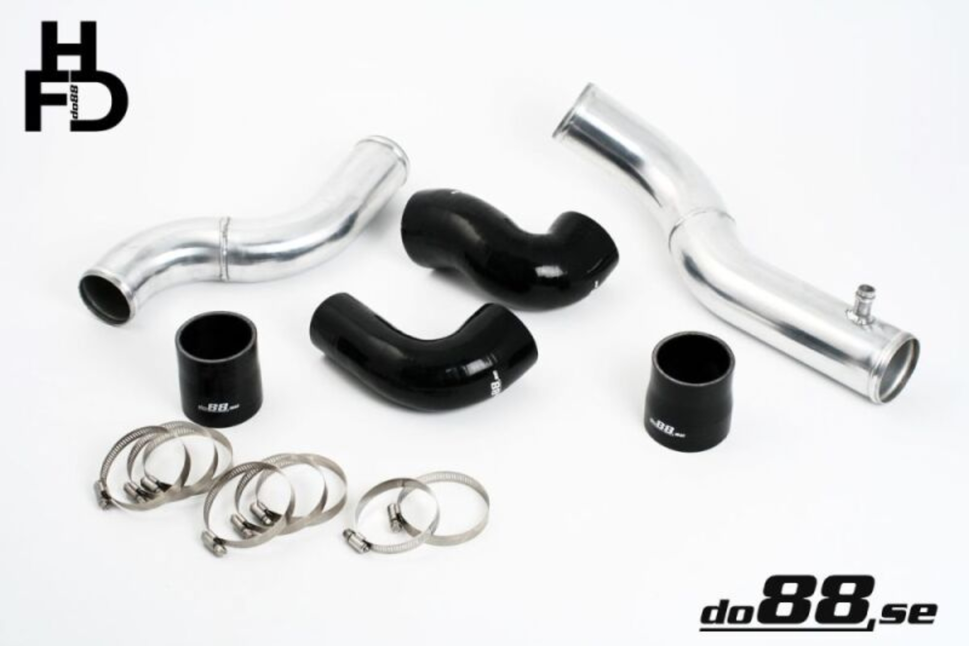 Picture of do88 Volvo 7/940 Turbo Top Connection Pipe Kit Black Hoses 3in Throttle Body