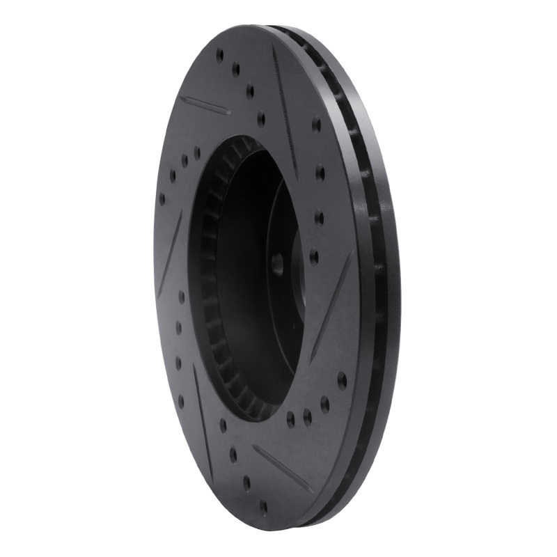 Picture of R1 99-07 Suzuki Aerio Front Left Drilled & Slotted Black Brake Rotor