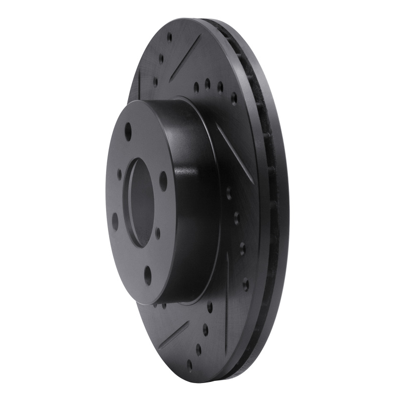 Picture of R1 99-07 Suzuki Aerio Front Left Drilled & Slotted Black Brake Rotor