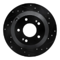 Picture of R1 10-21 Hyundai Santa Fe XL Rear Right Drilled & Slotted Black Brake Rotor
