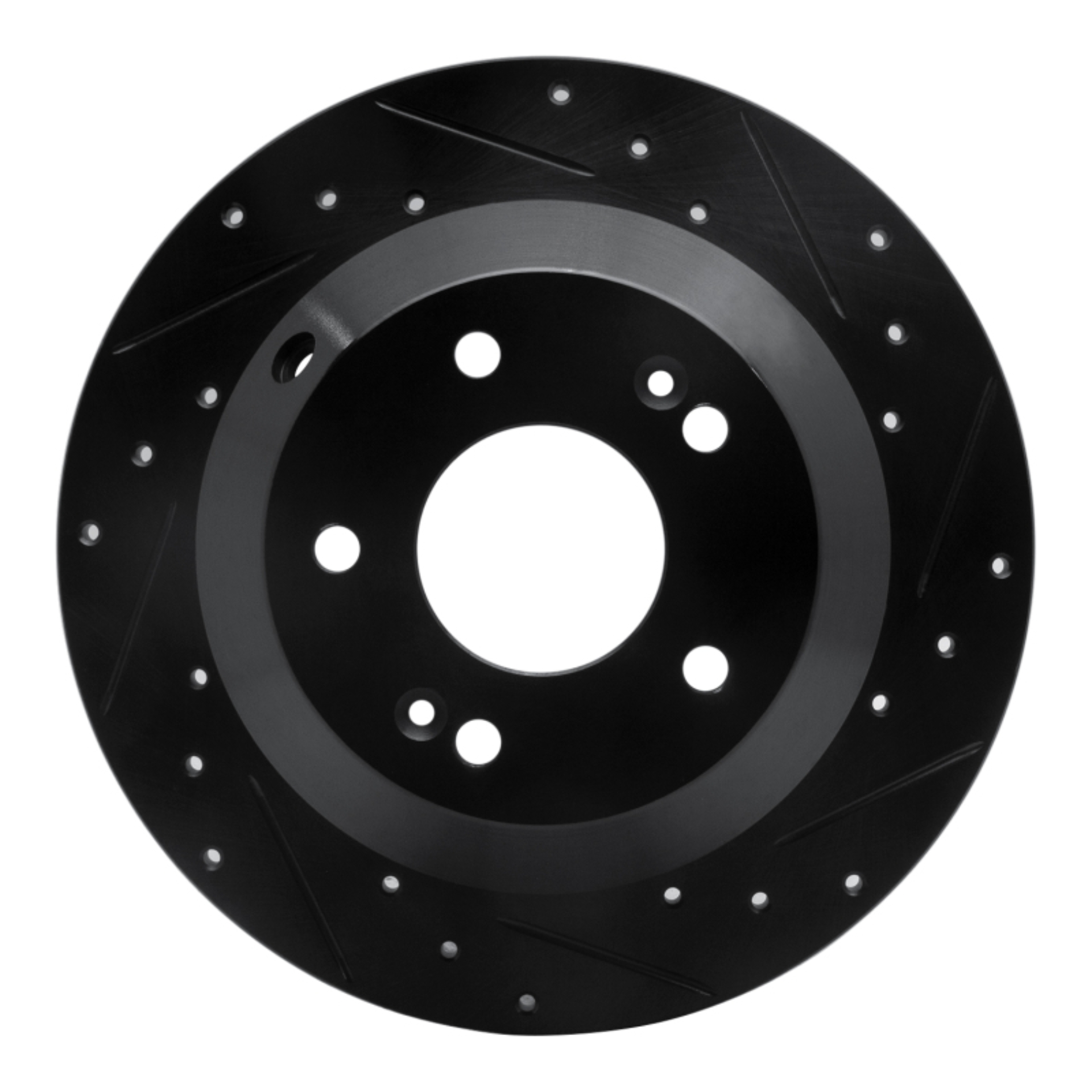 Picture of R1 10-21 Hyundai Santa Fe XL Rear Right Drilled & Slotted Black Brake Rotor