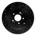 Picture of R1 10-21 Hyundai Santa Fe XL Rear Right Drilled & Slotted Black Brake Rotor