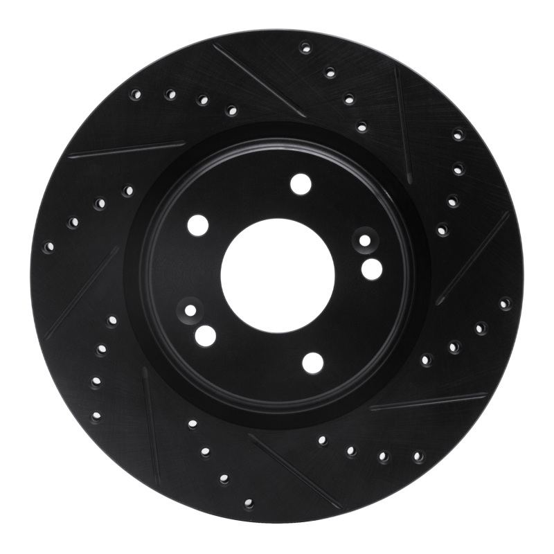 Picture of R1 15-25 Hyundai Kona Front Right Drilled & Slotted Black Brake Rotor