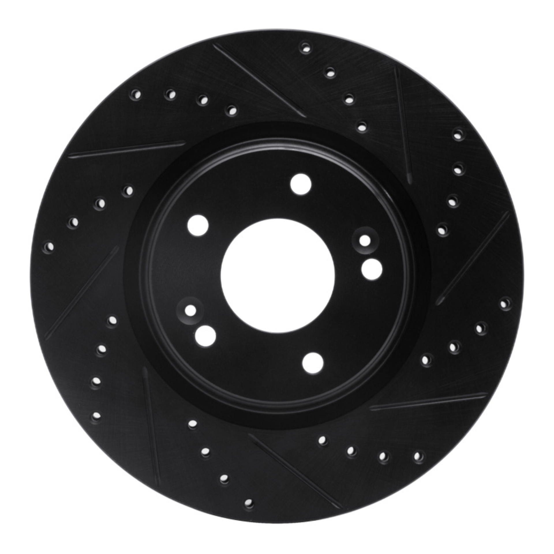 Picture of R1 15-25 Hyundai Kona Front Right Drilled & Slotted Black Brake Rotor