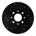 Picture of R1 13-19 Fiat 500E Rear Left Drilled & Slotted Black Brake Rotor