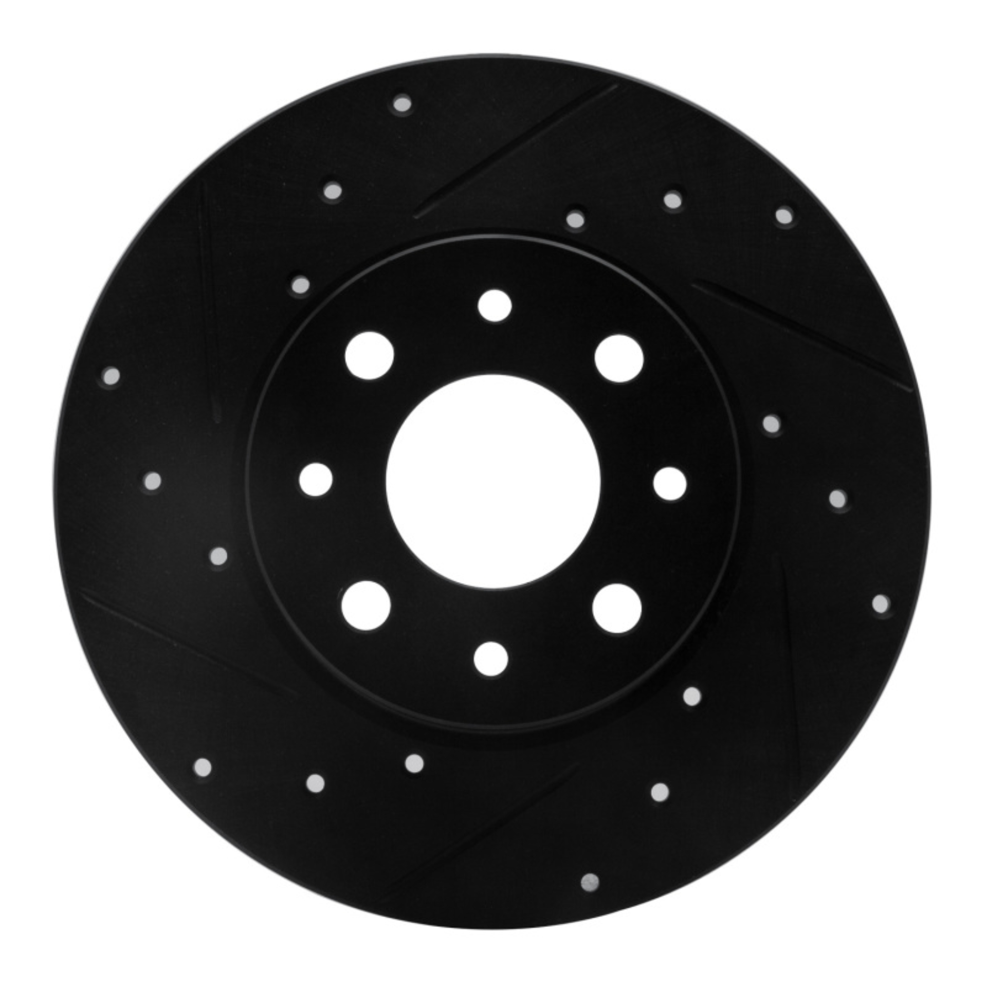 Picture of R1 13-19 Fiat 500E Rear Left Drilled & Slotted Black Brake Rotor