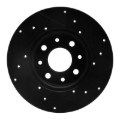 Picture of R1 13-19 Fiat 500E Rear Left Drilled & Slotted Black Brake Rotor