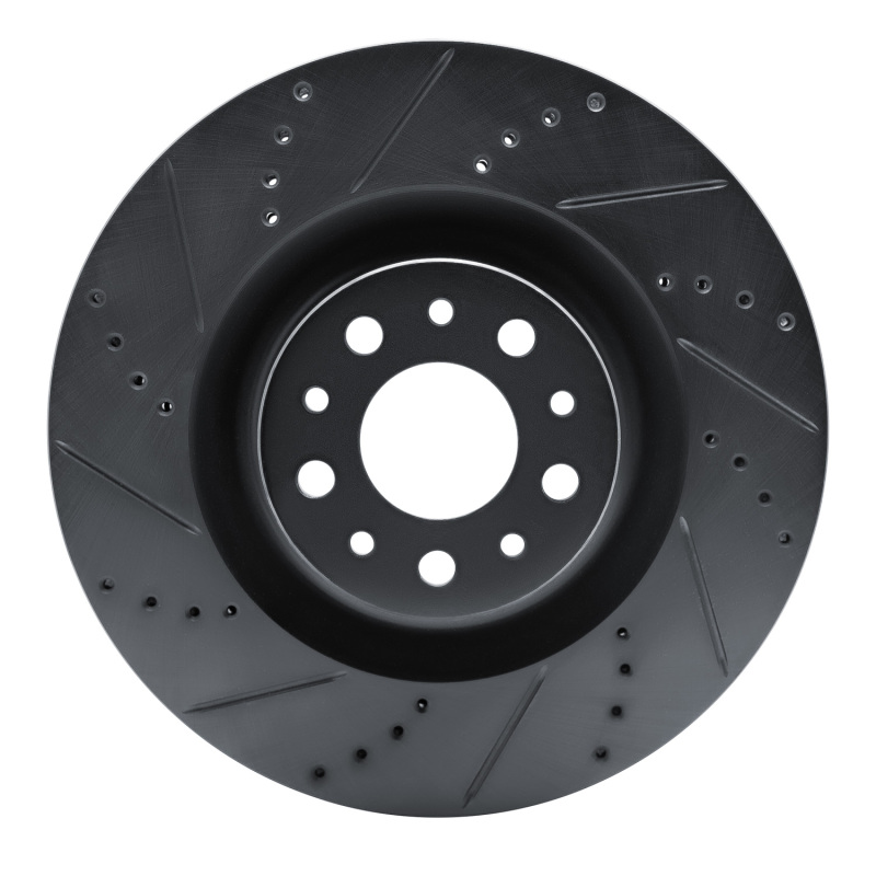 Picture of R1 14-19 Fiat 500L Front Left Drilled & Slotted Black Brake Rotor