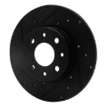 Picture of R1 13-19 Fiat 500E Rear Left Drilled & Slotted Black Brake Rotor