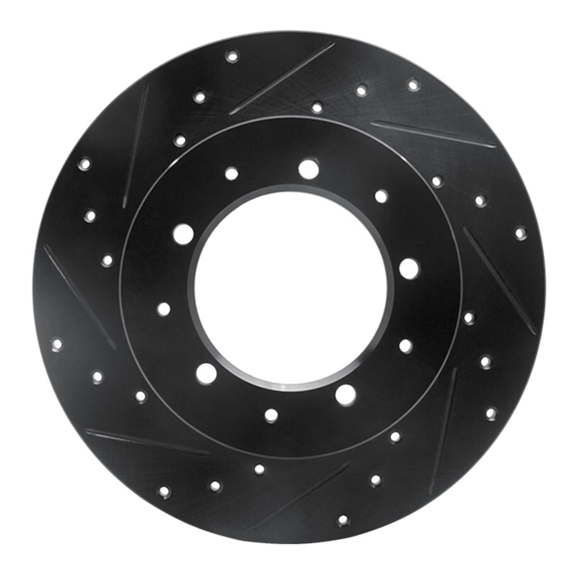 Picture of R1 74-16 Land Rover Range Rover Rear Left Drilled & Slotted Black Brake Rotor