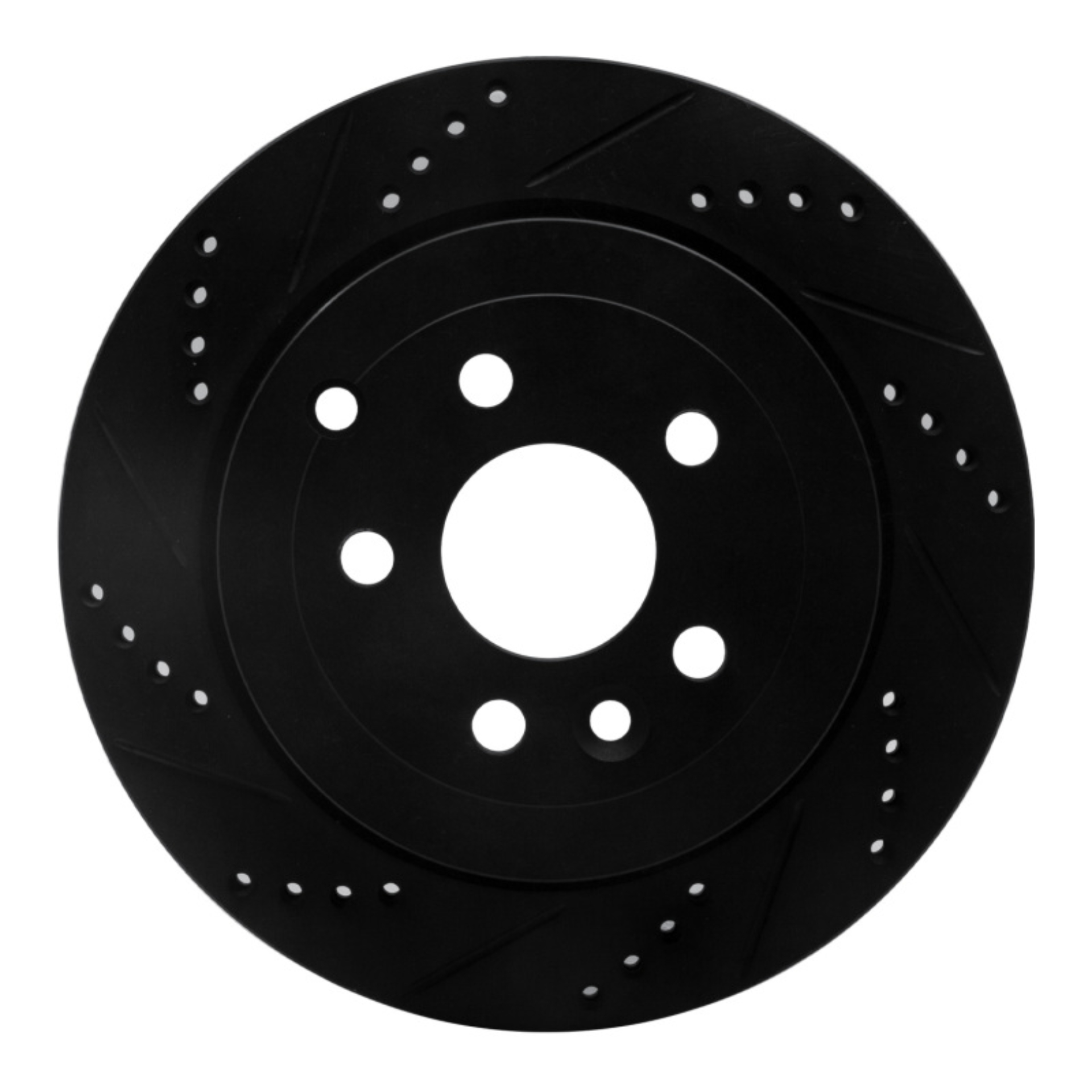 Picture of R1 08-12 Land Rover LR2 Rear Left Drilled & Slotted Black Brake Rotor
