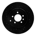 Picture of R1 10-13 Land Rover Range Rover Sport Rear Left Drilled & Slotted Black Brake Rotor