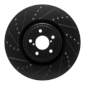 Picture of R1 03-25 Subaru Impreza Front Left Drilled & Slotted Black Brake Rotor