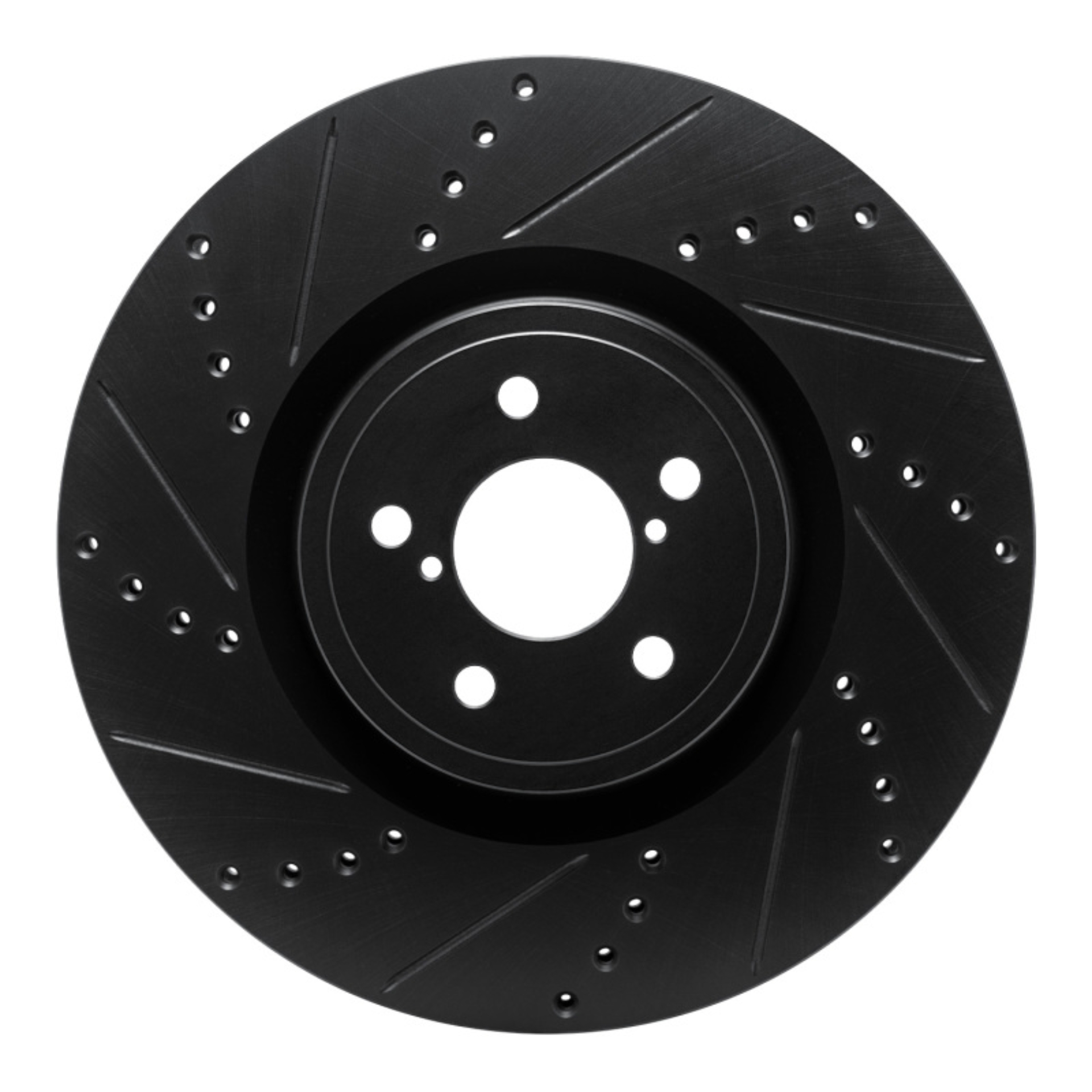 Picture of R1 03-25 Subaru Impreza Front Left Drilled & Slotted Black Brake Rotor
