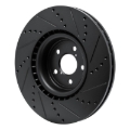 Picture of R1 03-25 Subaru Impreza Front Left Drilled & Slotted Black Brake Rotor