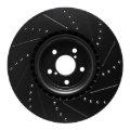 Picture of R1 03-25 Subaru Impreza Front Left Drilled & Slotted Black Brake Rotor
